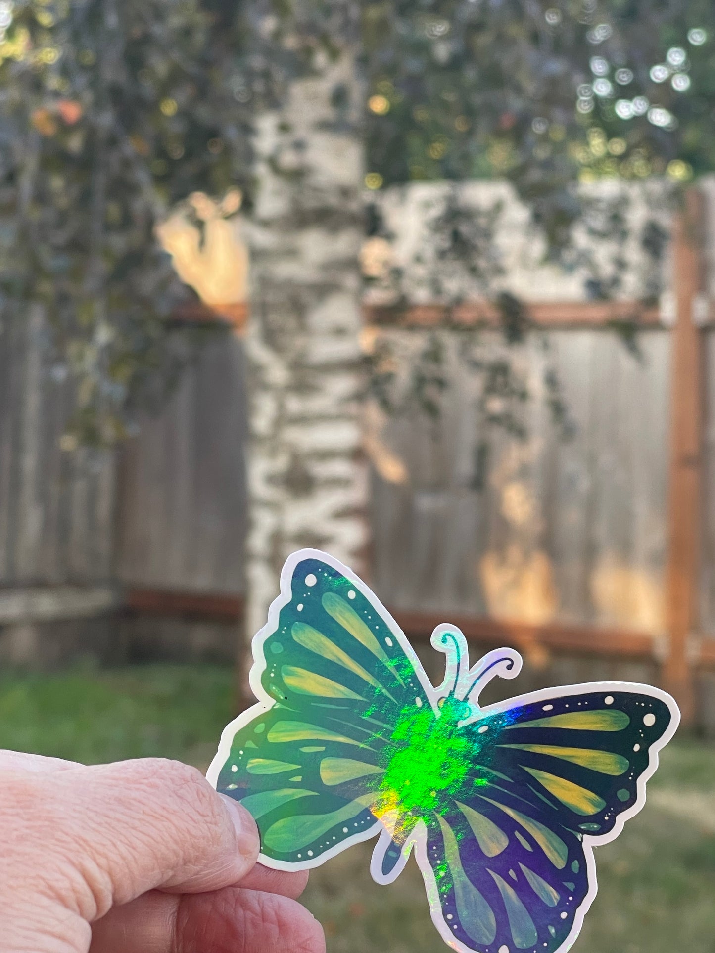 Green Yellow tints Butterfly Die Sticker - Butterfly Iridescent Sticker