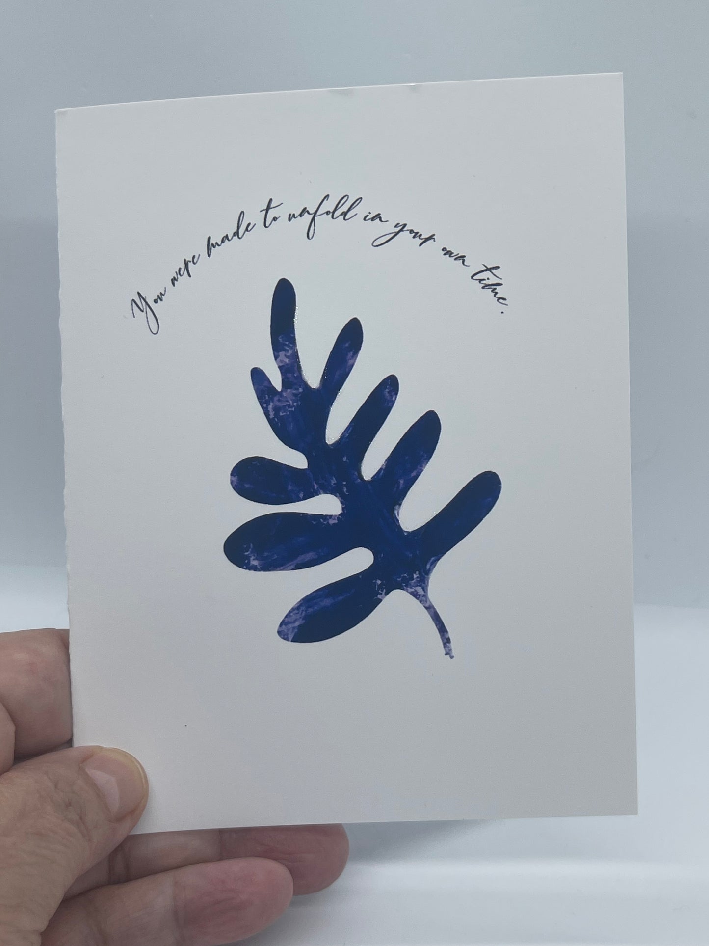 In Your Own Time – Blue Fern Greeting Card - Blank note card