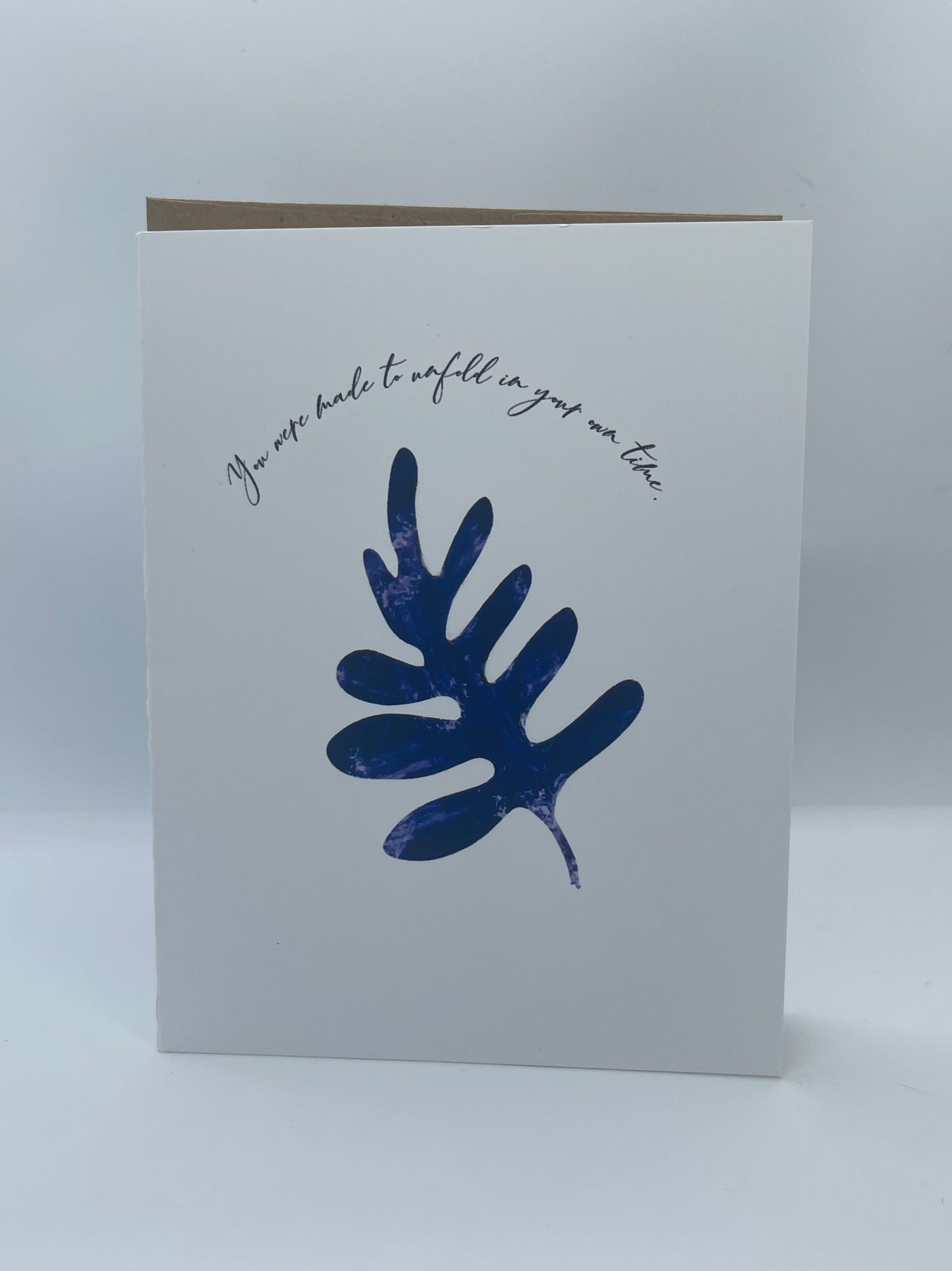 In Your Own Time – Blue Fern Greeting Card - Blank note card