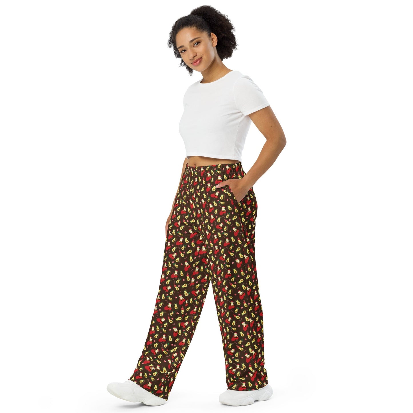 Avocado Santa and Elves unisex wide - leg pants - Squirrellyartmama