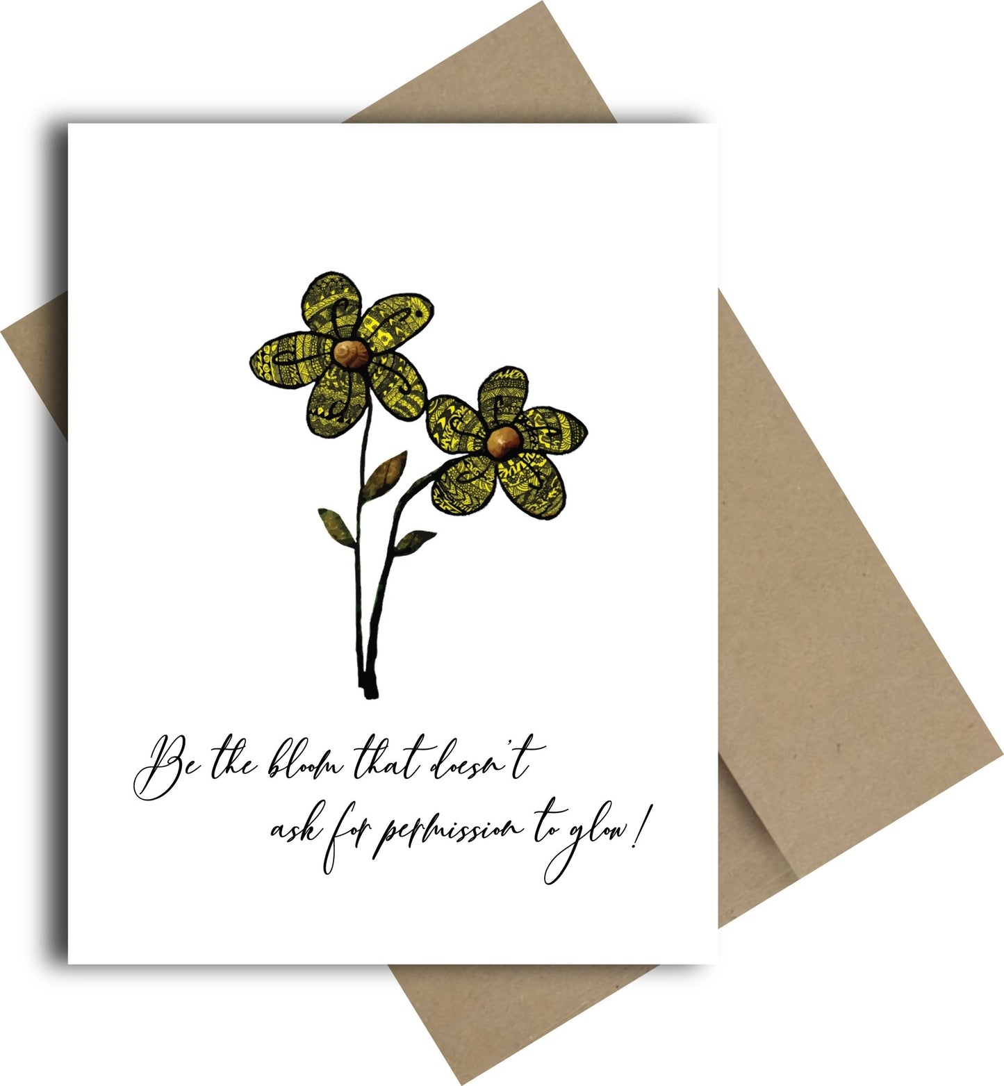 Be the Bloom – Mixed Media Greeting Card - Blank note card - Squirrellyartmama