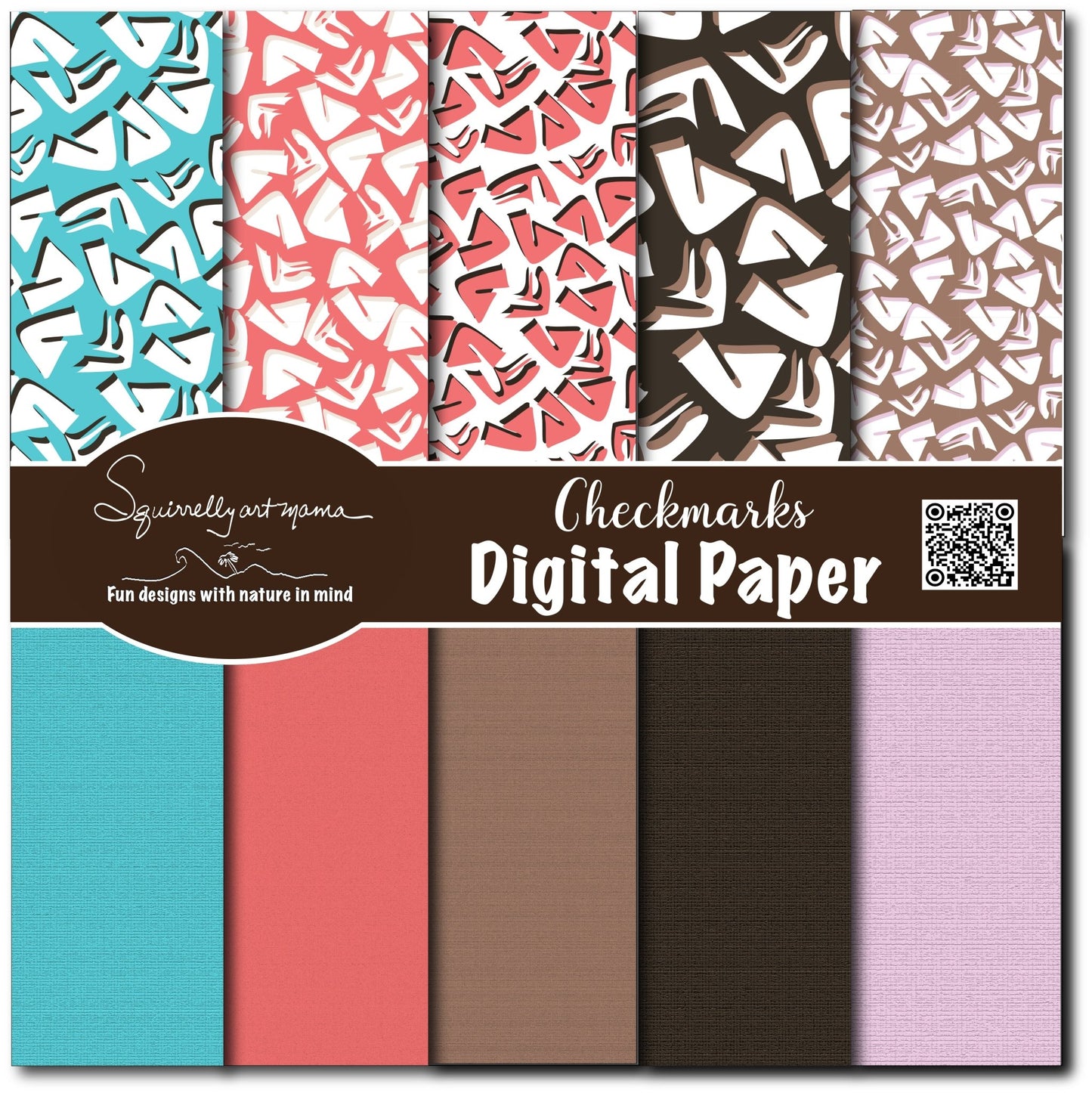 Digital Paper - Checkmarks 12" x 12" Download Digital Patterns - Squirrellyartmama