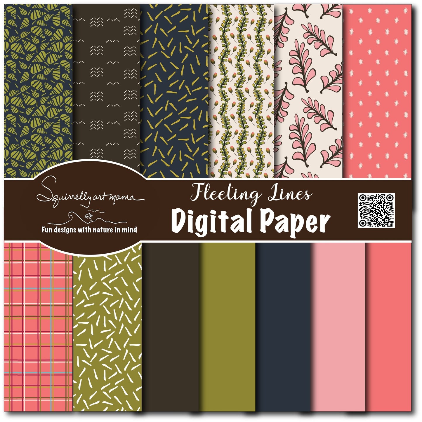 Digital Paper Fleeting Lines 12" x 12" Digital Patterns - Squirrellyartmama