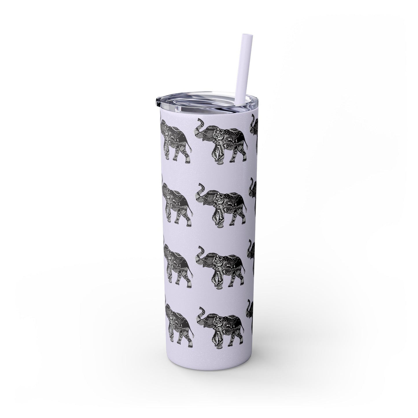Elephant Skinny Tumbler with Straw, 20oz - Squirrellyartmama