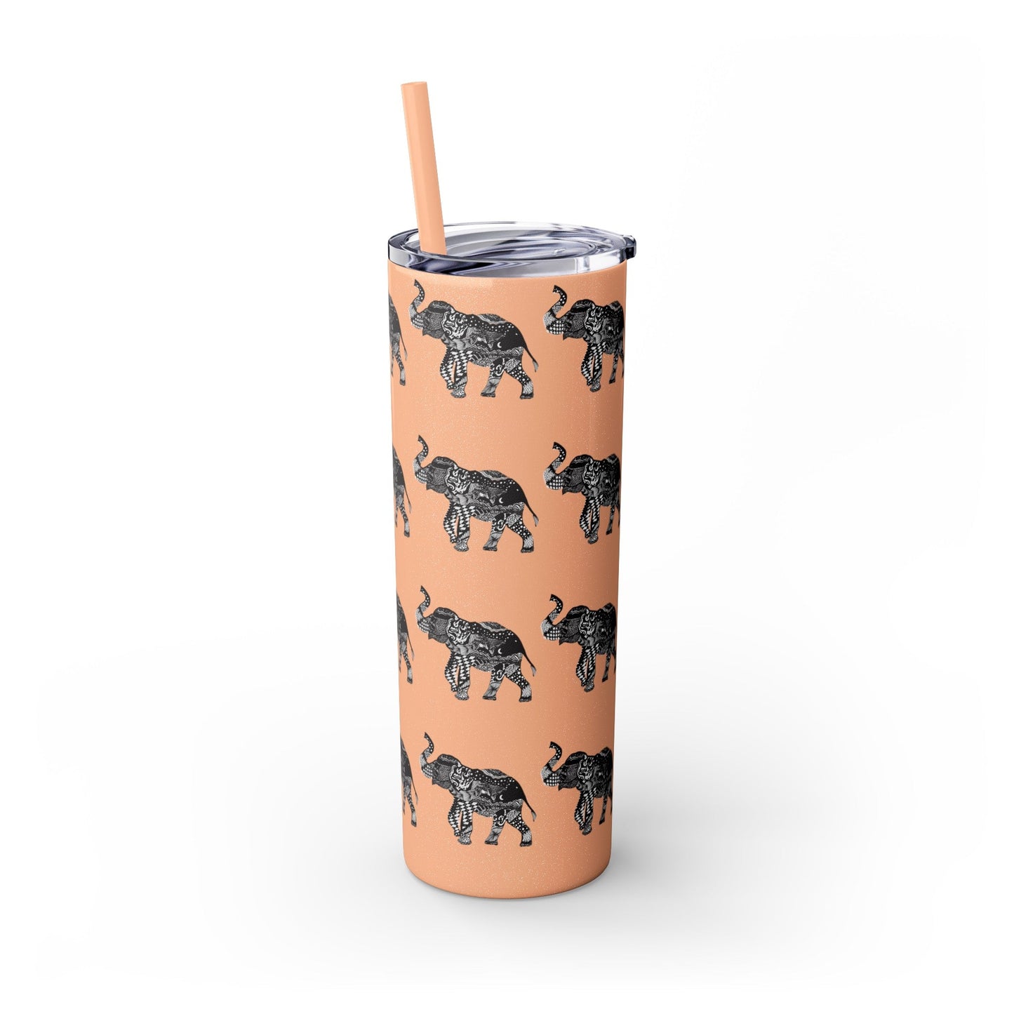 Elephant Skinny Tumbler with Straw, 20oz - Squirrellyartmama