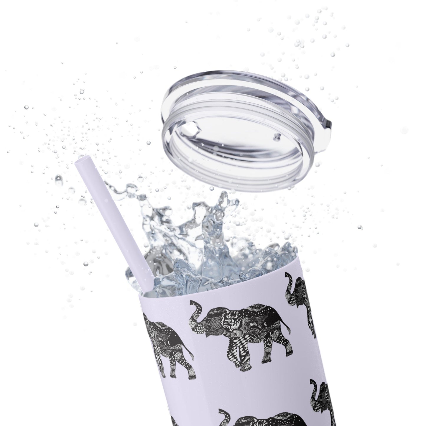 Elephant Skinny Tumbler with Straw, 20oz - Squirrellyartmama