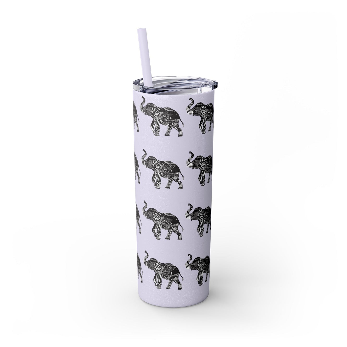 Elephant Skinny Tumbler with Straw, 20oz - Squirrellyartmama