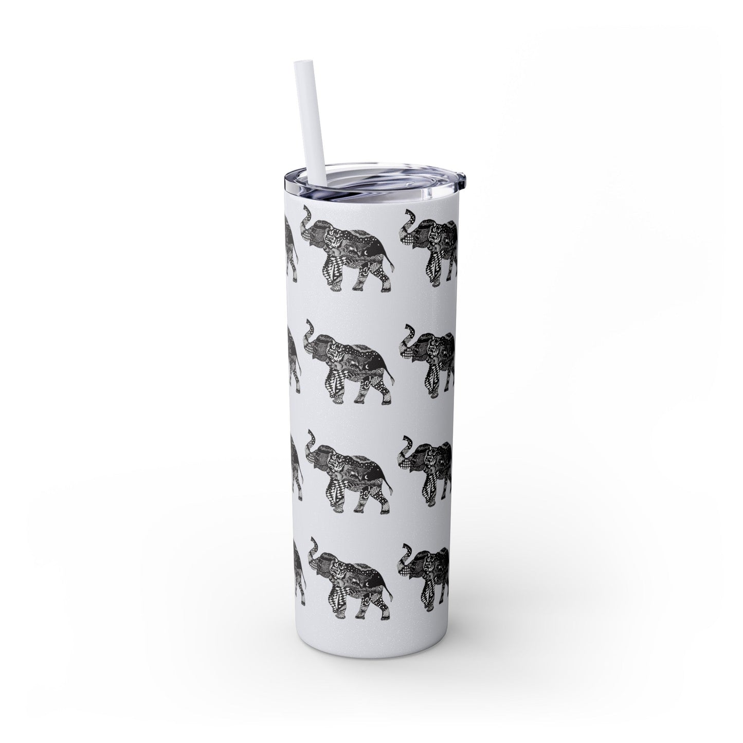 Elephant Skinny Tumbler with Straw, 20oz - Squirrellyartmama