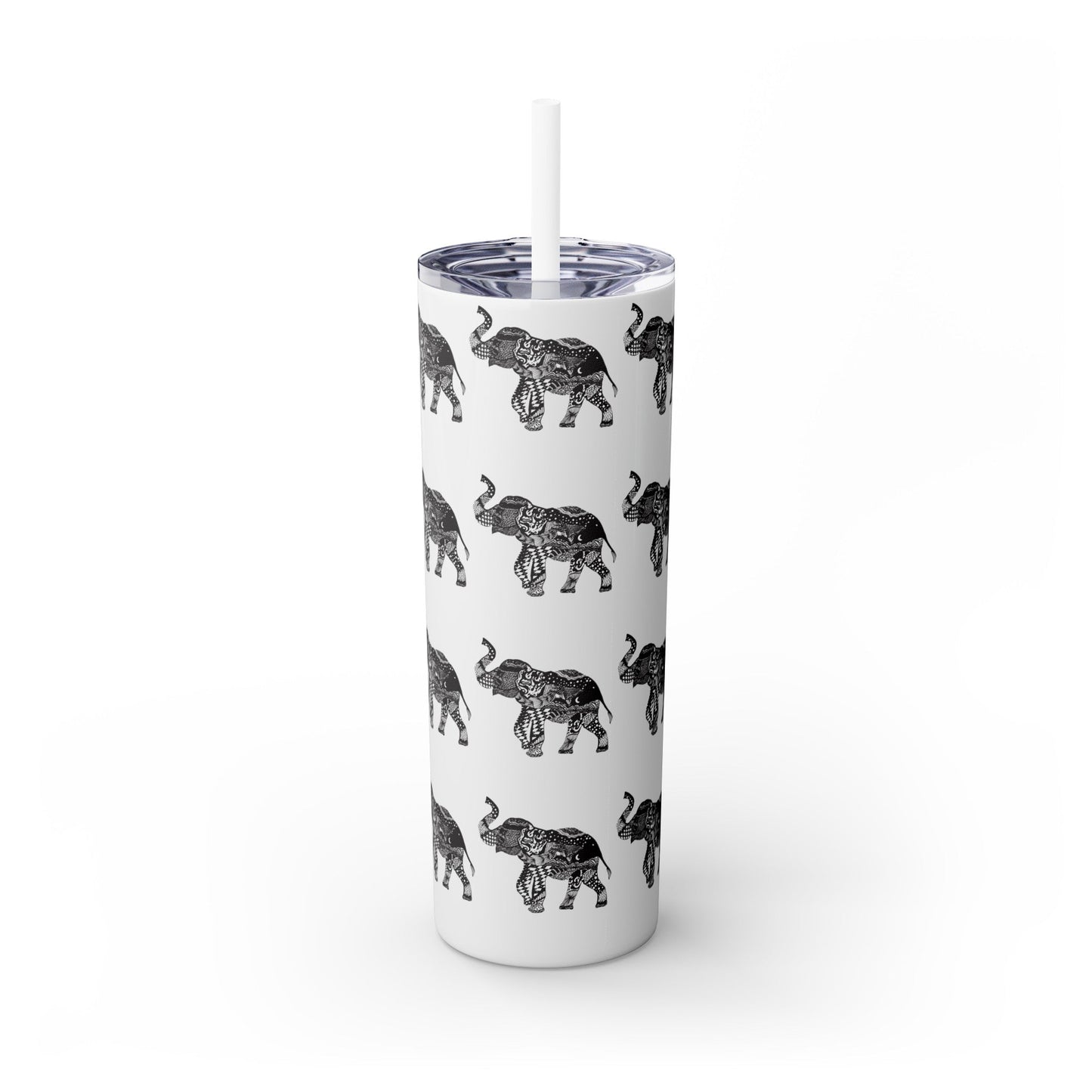 Elephant Skinny Tumbler with Straw, 20oz - Squirrellyartmama