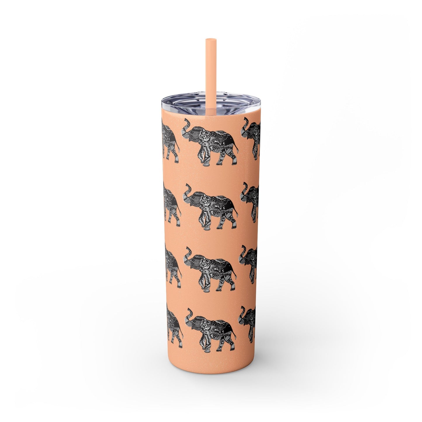 Elephant Skinny Tumbler with Straw, 20oz - Squirrellyartmama
