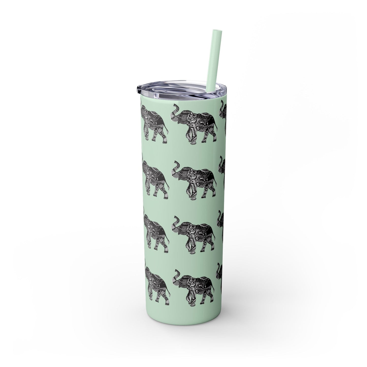 Elephant Skinny Tumbler with Straw, 20oz - Squirrellyartmama