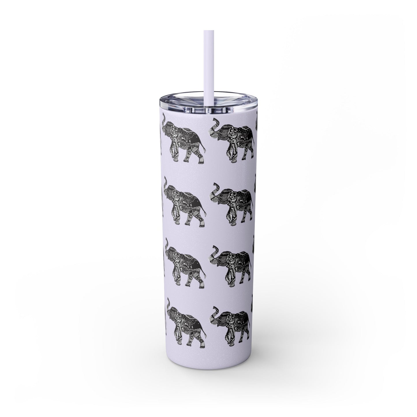 Elephant Skinny Tumbler with Straw, 20oz - Squirrellyartmama