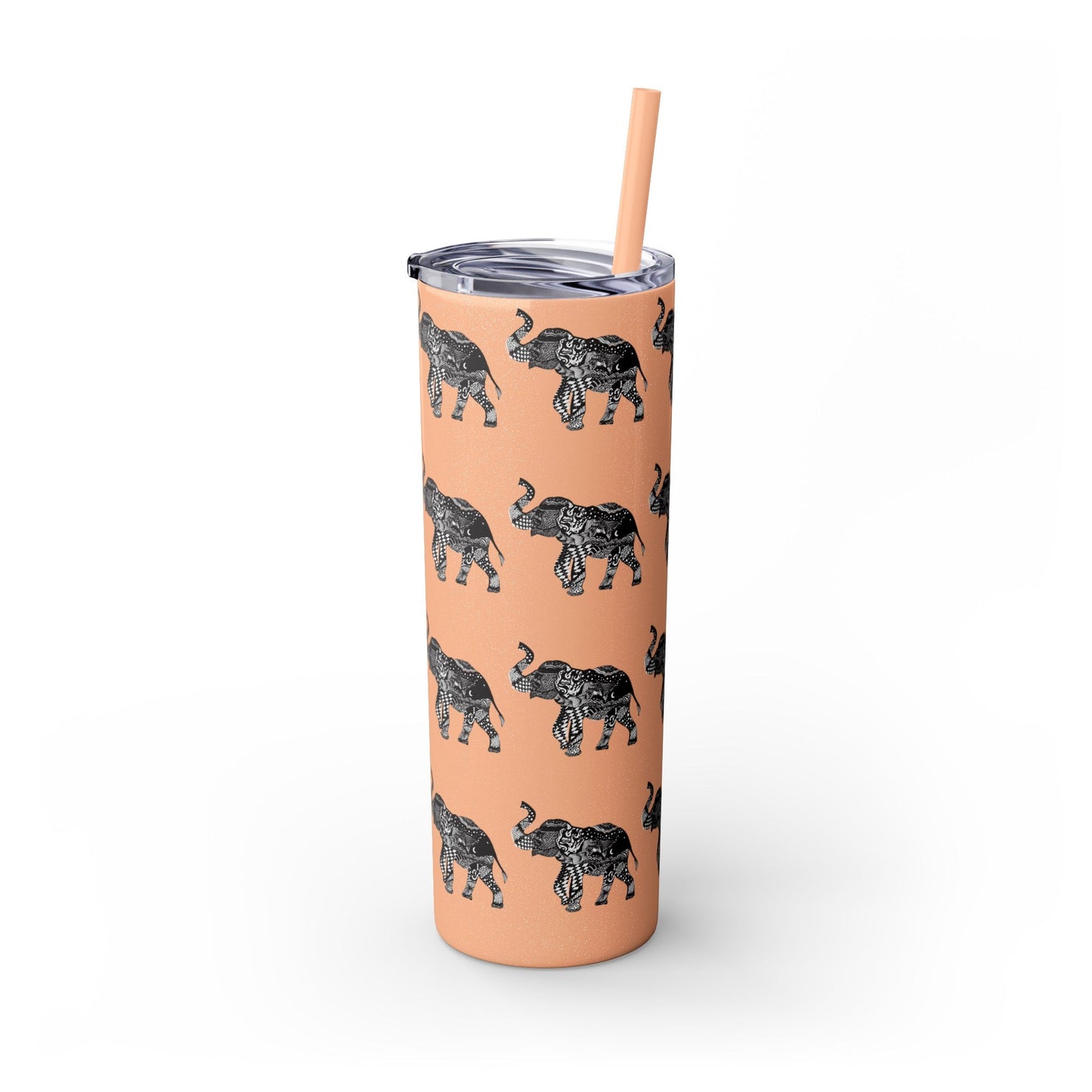 Elephant Skinny Tumbler with Straw, 20oz - Squirrellyartmama
