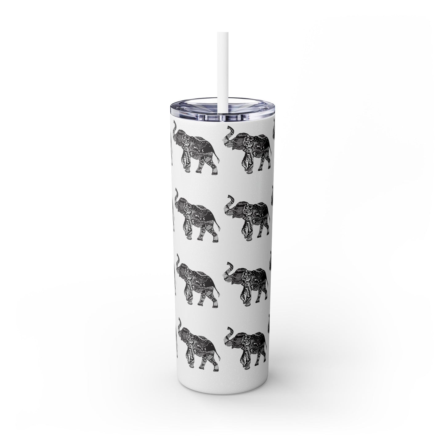 Elephant Skinny Tumbler with Straw, 20oz - Squirrellyartmama