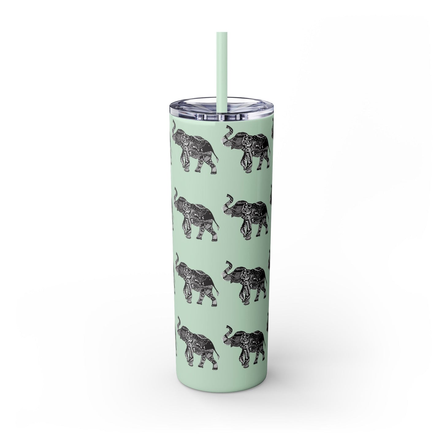 Elephant Skinny Tumbler with Straw, 20oz - Squirrellyartmama