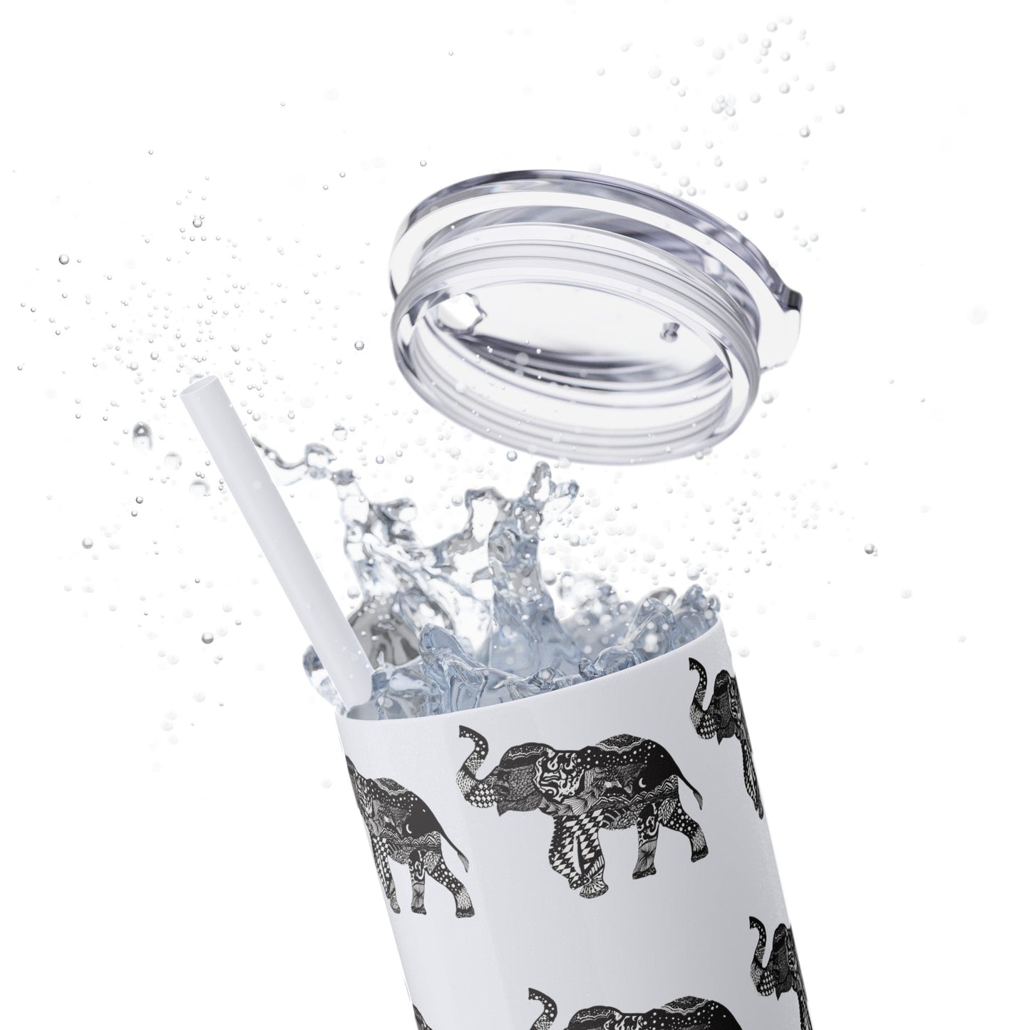 Elephant Skinny Tumbler with Straw, 20oz - Squirrellyartmama