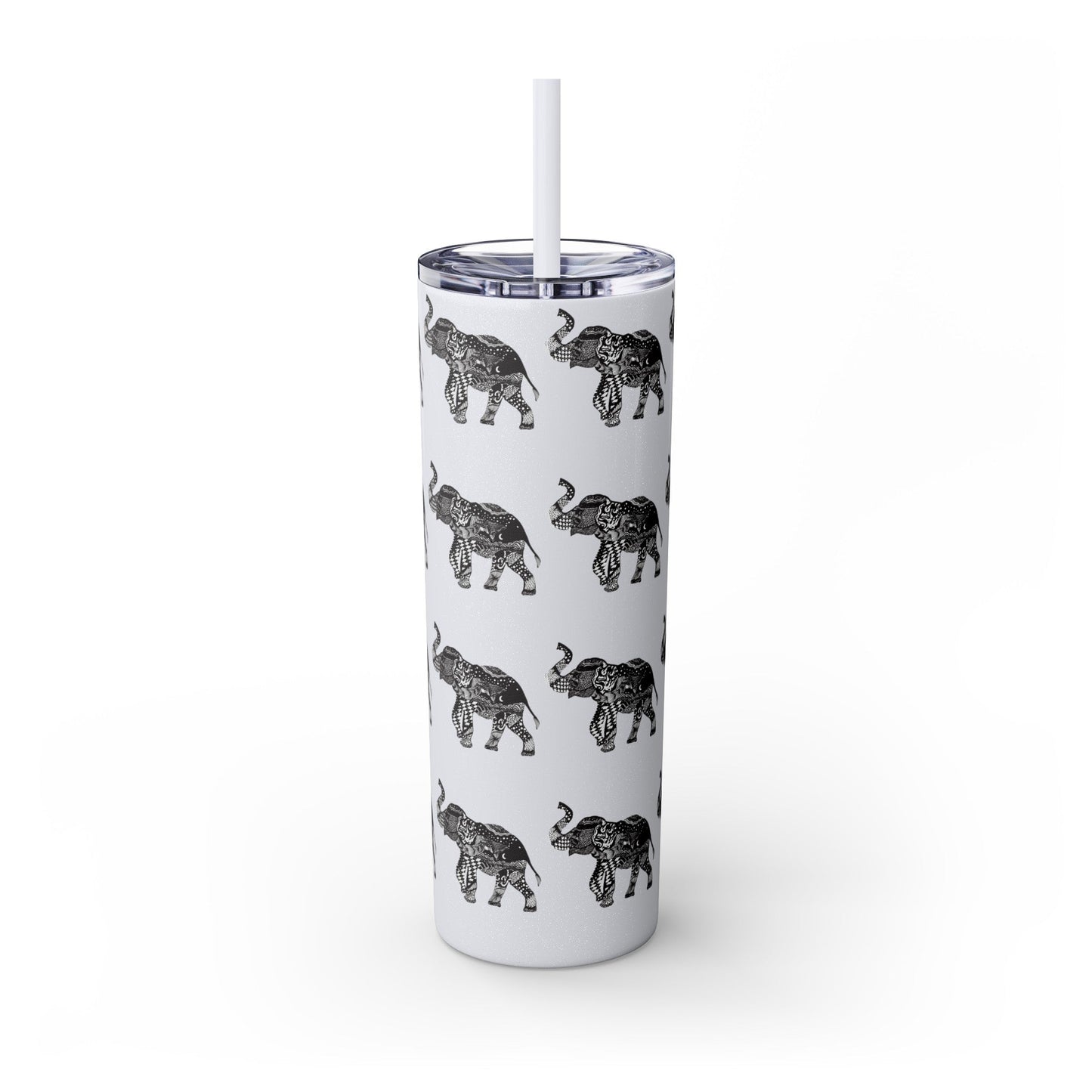 Elephant Skinny Tumbler with Straw, 20oz - Squirrellyartmama