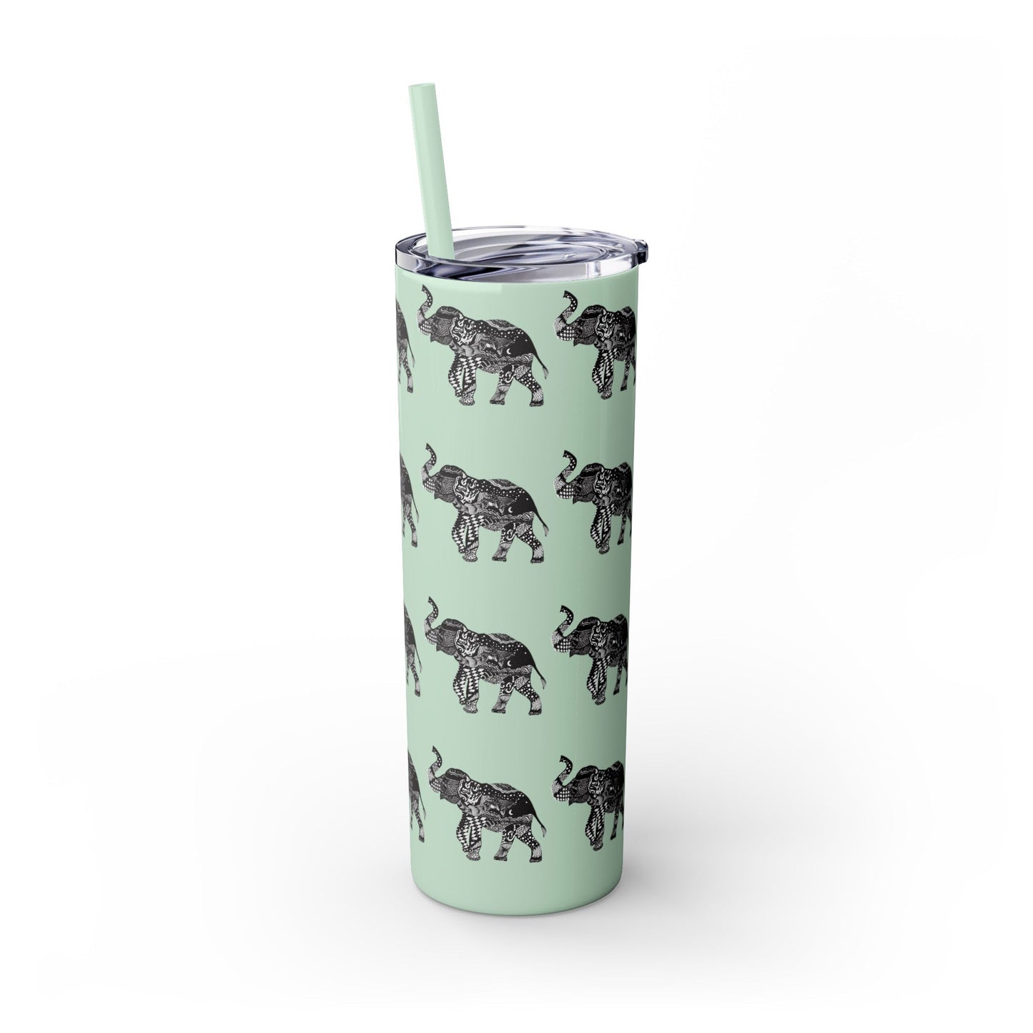 Elephant Skinny Tumbler with Straw, 20oz - Squirrellyartmama
