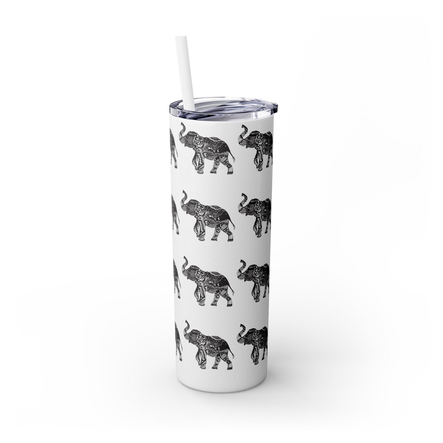 Elephant Skinny Tumbler with Straw, 20oz - Squirrellyartmama