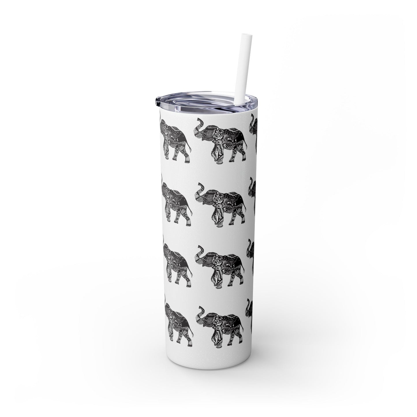 Elephant Skinny Tumbler with Straw, 20oz - Squirrellyartmama