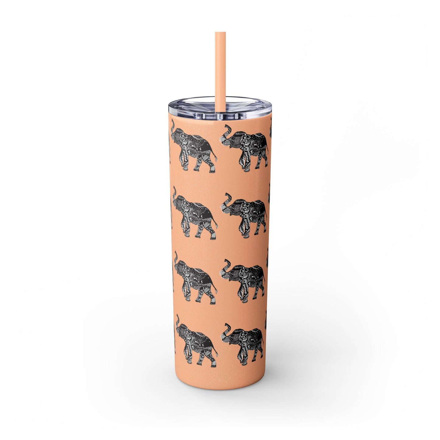Elephant Skinny Tumbler with Straw, 20oz - Squirrellyartmama