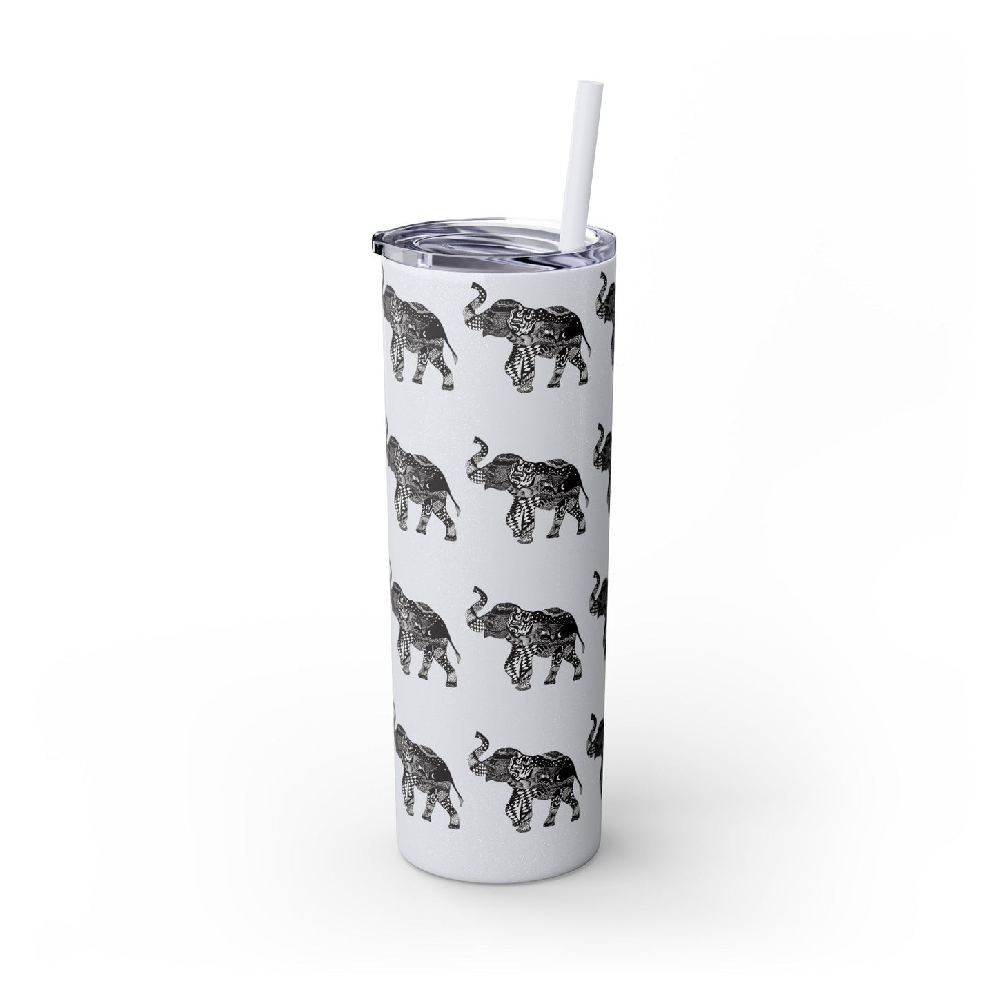 Elephant Skinny Tumbler with Straw, 20oz - Squirrellyartmama