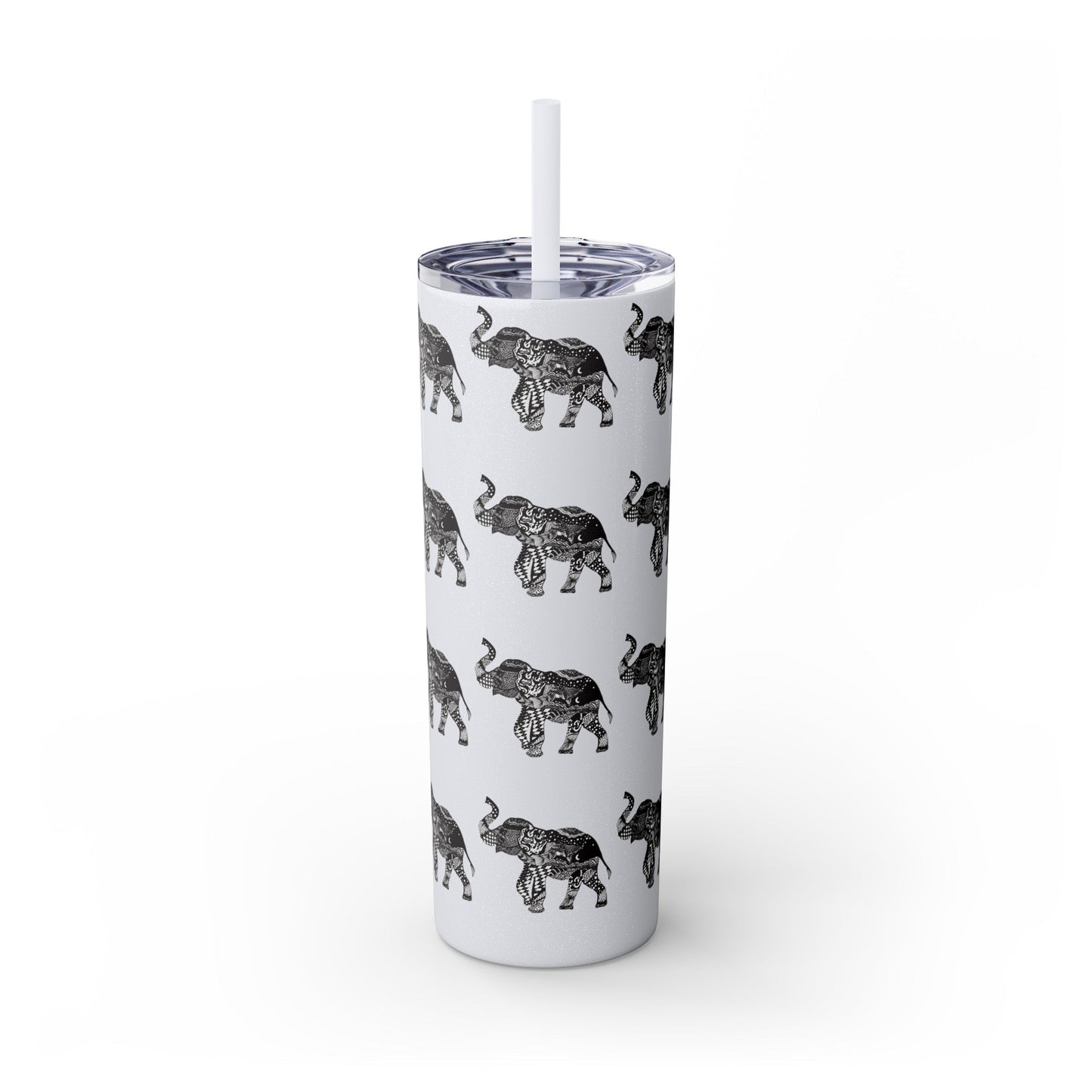 Elephant Skinny Tumbler with Straw, 20oz - Squirrellyartmama
