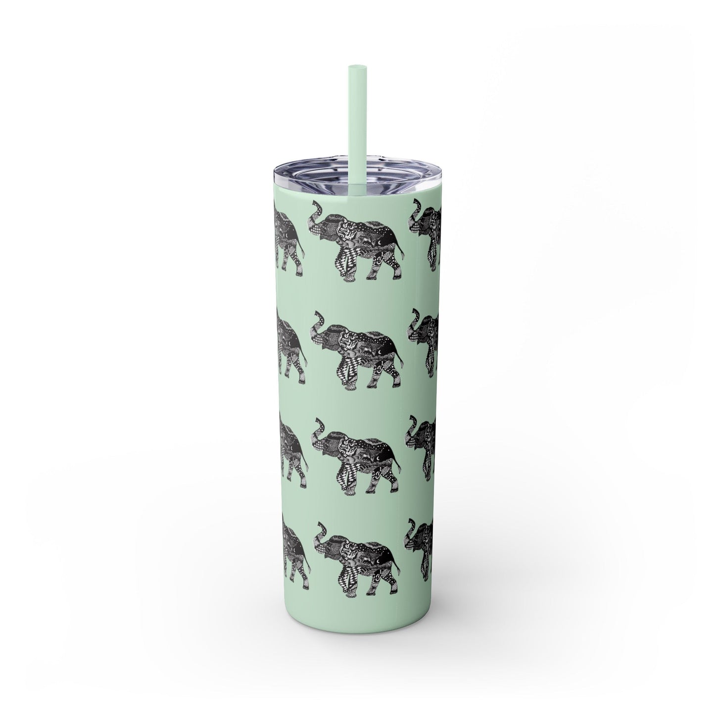 Elephant Skinny Tumbler with Straw, 20oz - Squirrellyartmama
