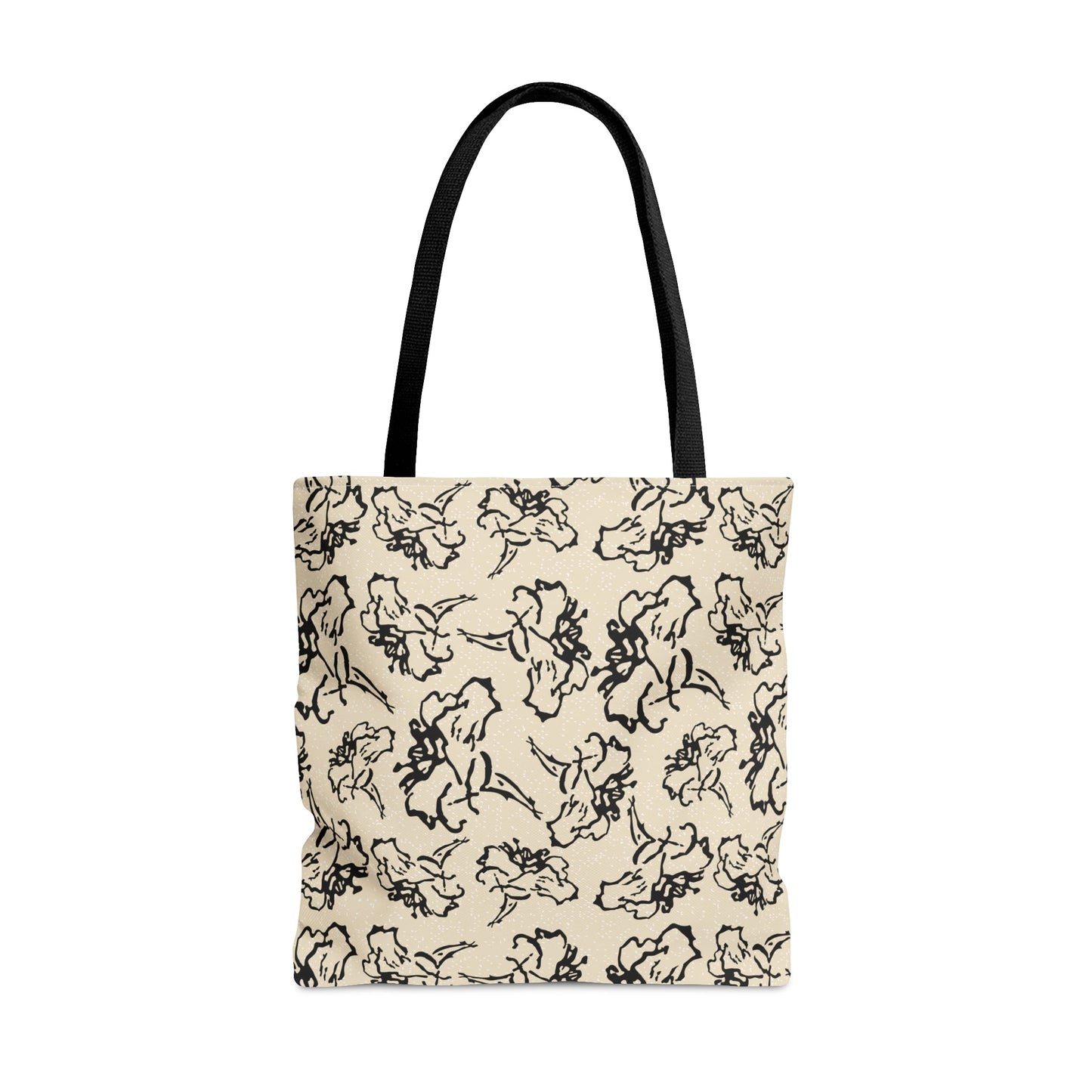Fleeting Black Floral Cream Tote Bag - Squirrellyartmama