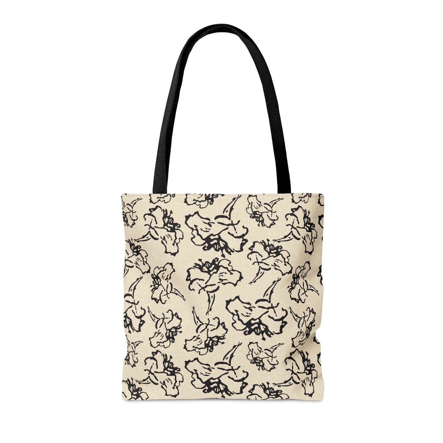 Fleeting Black Floral Cream Tote Bag - Squirrellyartmama