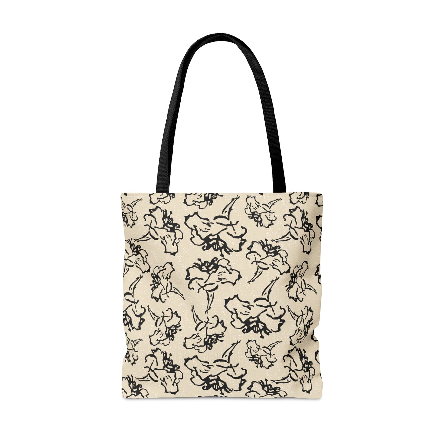 Fleeting Black Floral Cream Tote Bag - Squirrellyartmama