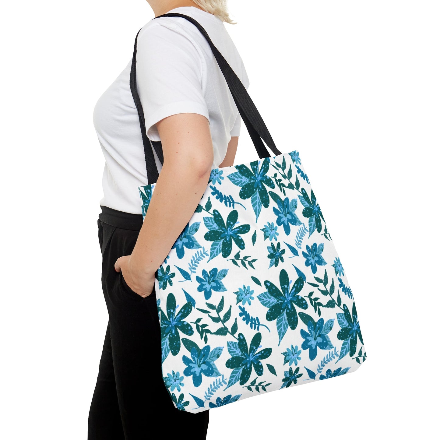 Floral Sense Light Blue Tote Bag - Squirrellyartmama