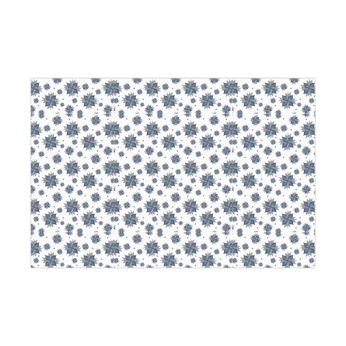 Gift Wrap Papers - Blue and Gray Flowers Design - Squirrellyartmama