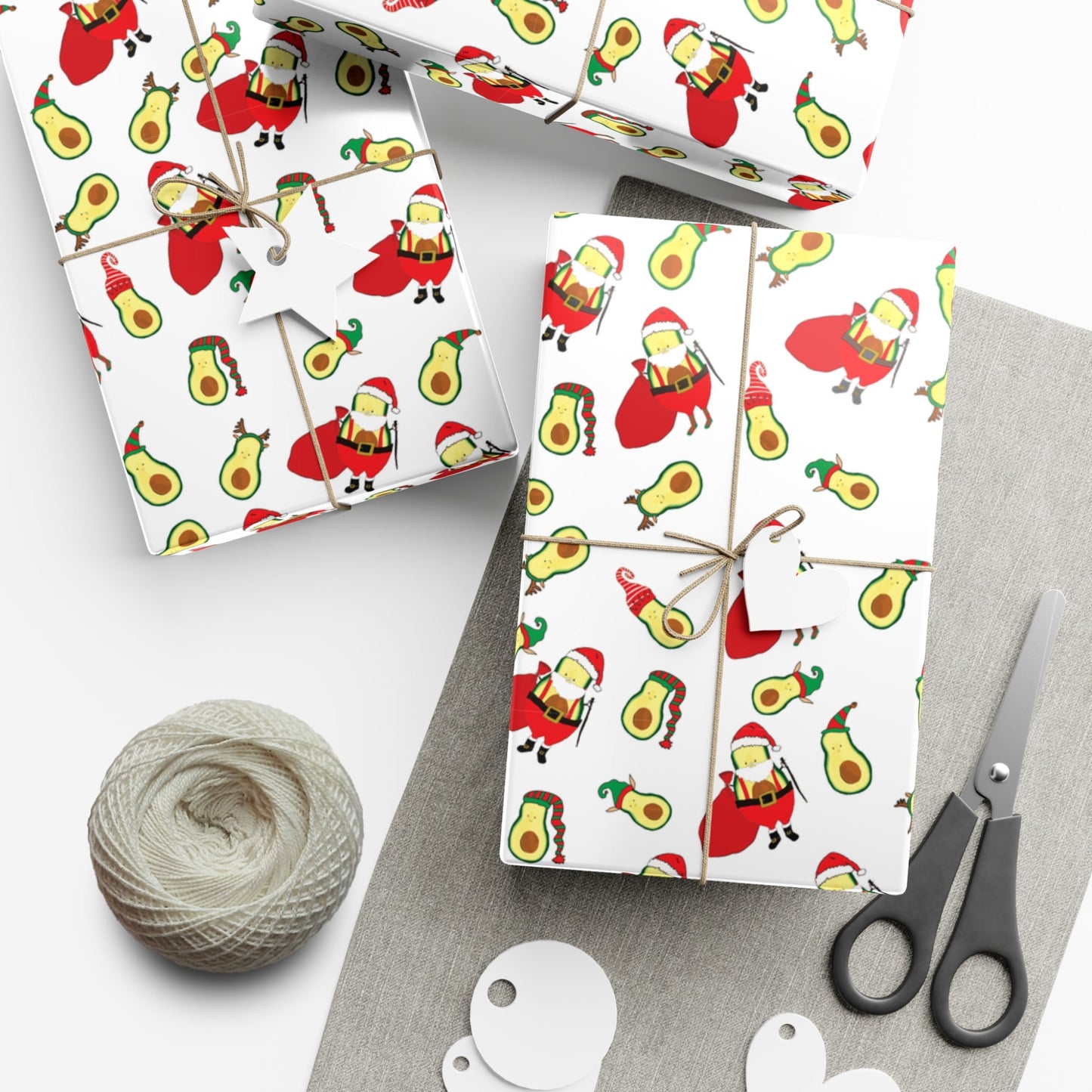 Gift Wrap Papers - Christmas Santa Avocado with Avocado Elves Wrapping Paper - Squirrellyartmama