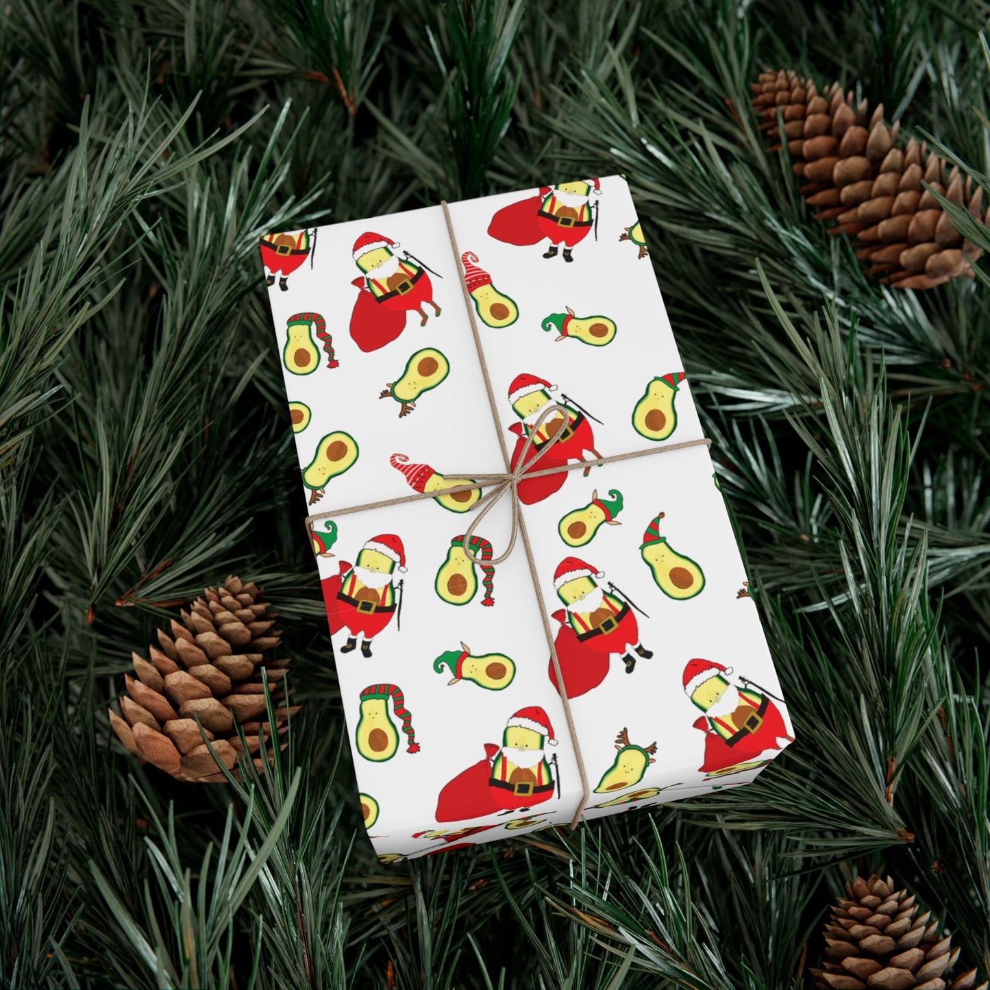 Gift Wrap Papers - Christmas Santa Avocado with Avocado Elves Wrapping Paper - Squirrellyartmama