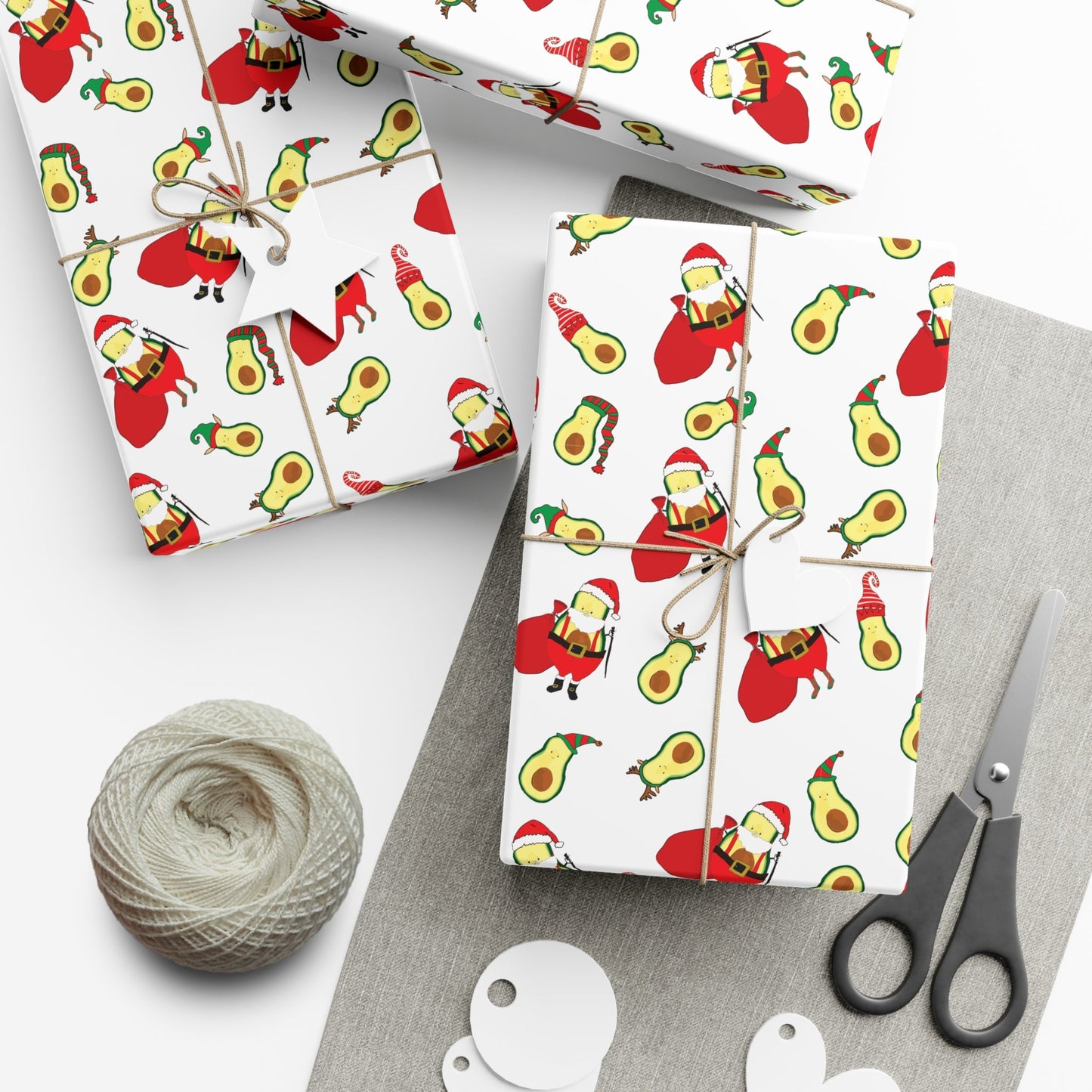Gift Wrap Papers - Christmas Santa Avocado with Avocado Elves Wrapping Paper - Squirrellyartmama