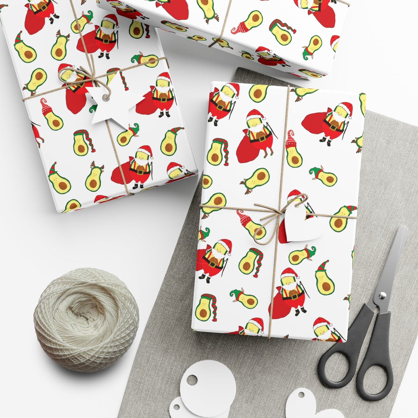 Gift Wrap Papers - Christmas Santa Avocado with Avocado Elves Wrapping Paper - Squirrellyartmama
