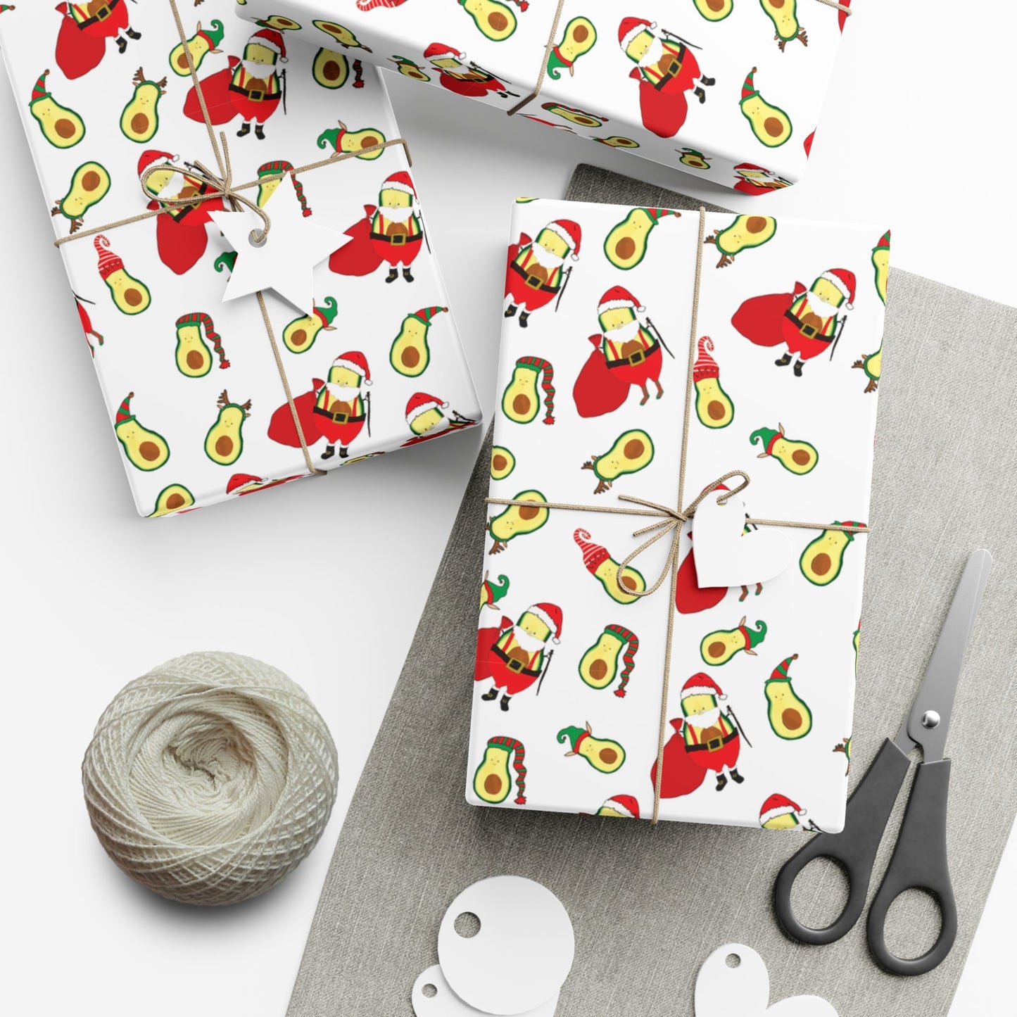 Gift Wrap Papers - Christmas Santa Avocado with Avocado Elves Wrapping Paper - Squirrellyartmama