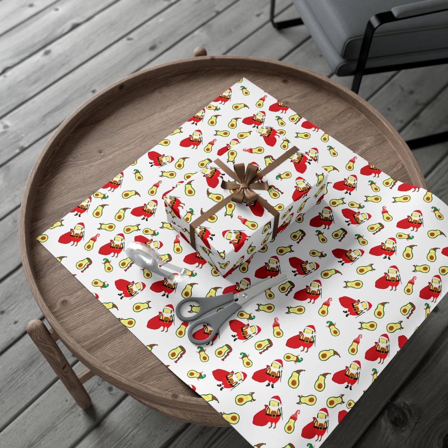 Gift Wrap Papers - Christmas Santa Avocado with Avocado Elves Wrapping Paper - Squirrellyartmama