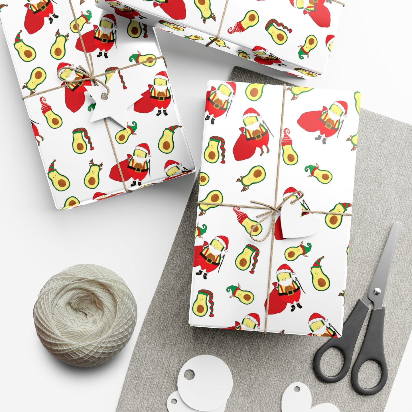 Gift Wrap Papers - Christmas Santa Avocado with Avocado Elves Wrapping Paper - Squirrellyartmama