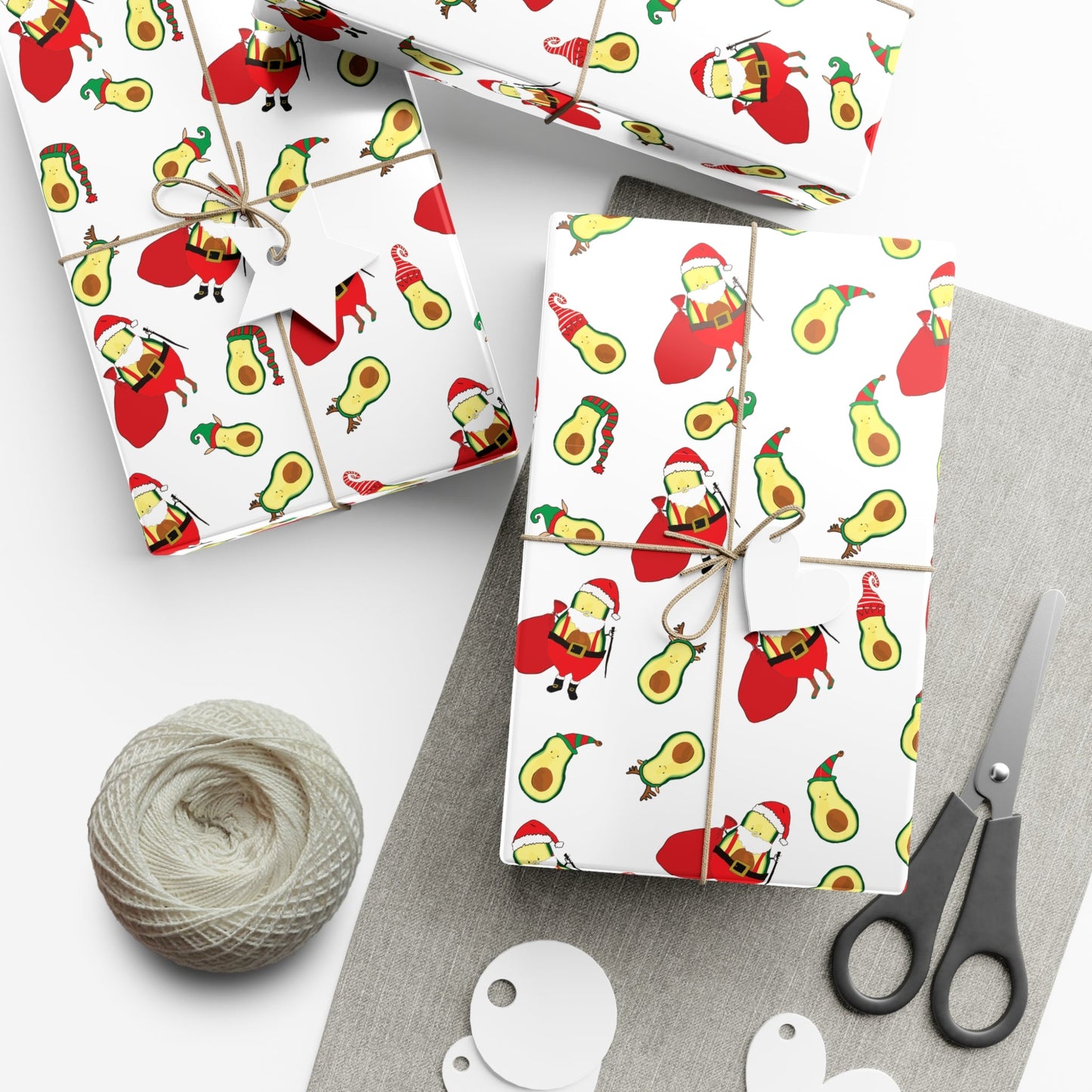 Gift Wrap Papers - Christmas Santa Avocado with Avocado Elves Wrapping Paper - Squirrellyartmama