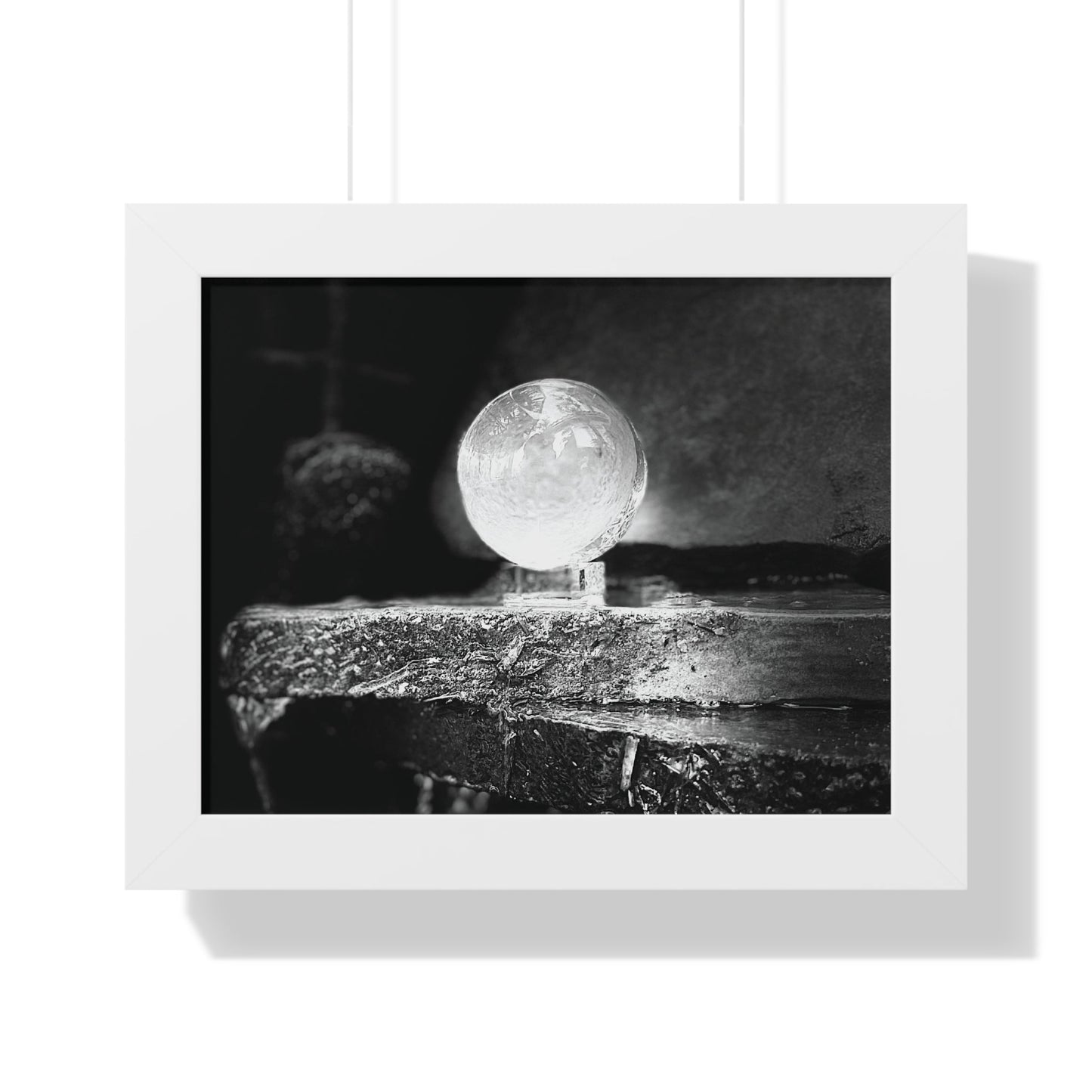 Glass Sphere Black and White Print Framed Horizontal Poster - Squirrellyartmama