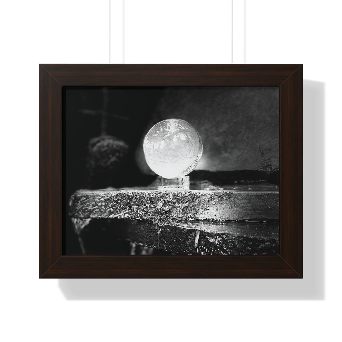 Glass Sphere Black and White Print Framed Horizontal Poster - Squirrellyartmama
