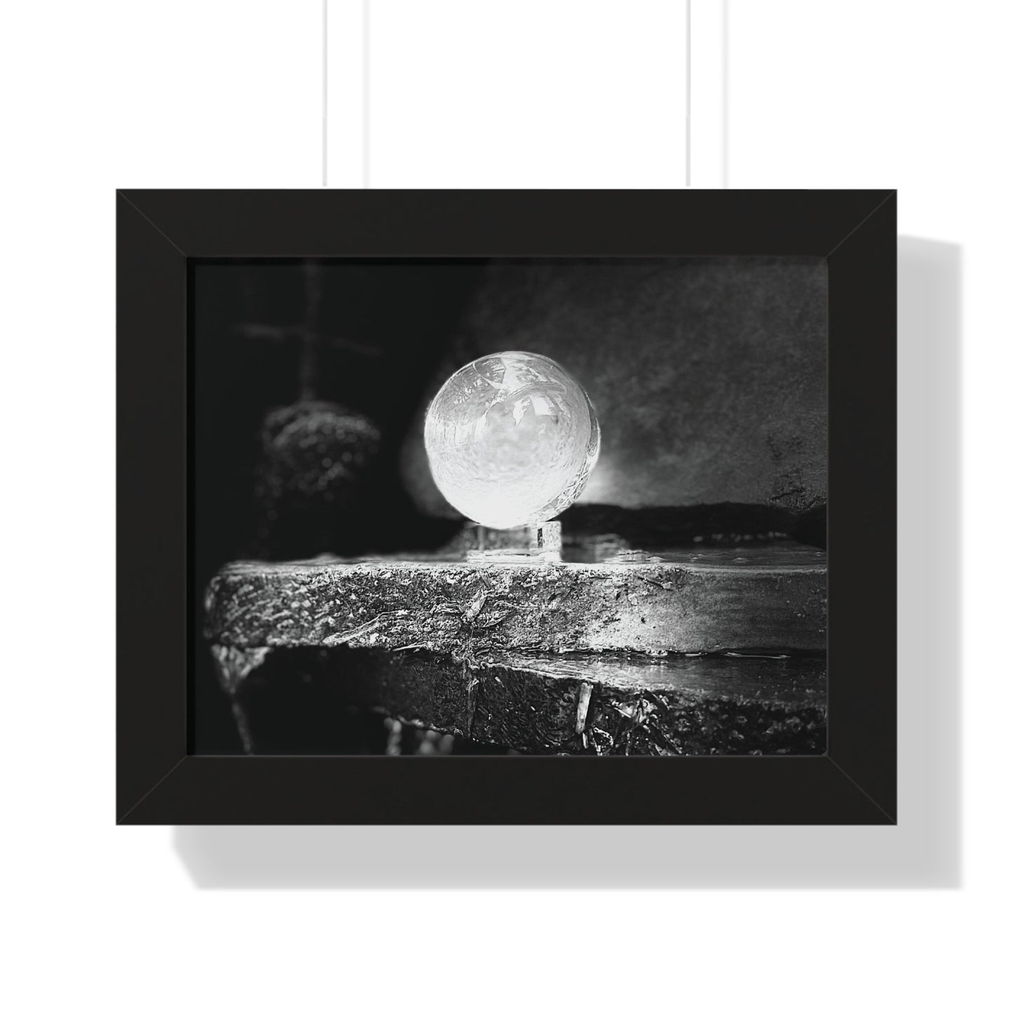 Glass Sphere Black and White Print Framed Horizontal Poster - Squirrellyartmama