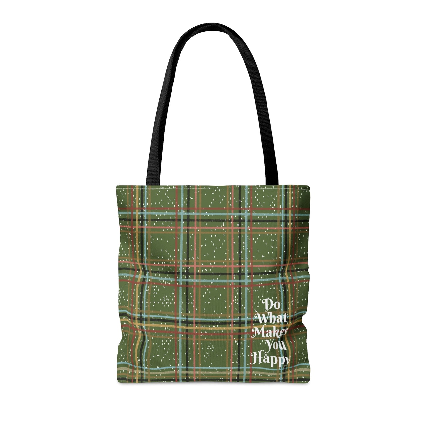 Green Plaid "Do What Makes You Happy" Tote Bag - Squirrellyartmama
