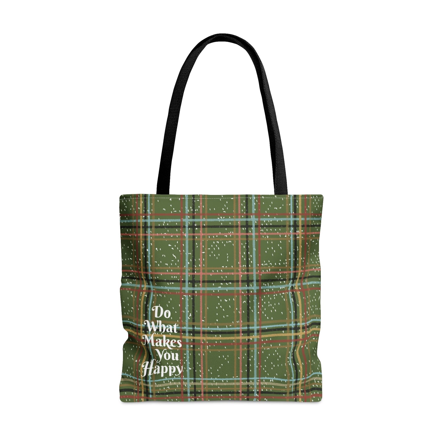 Green Plaid "Do What Makes You Happy" Tote Bag - Squirrellyartmama