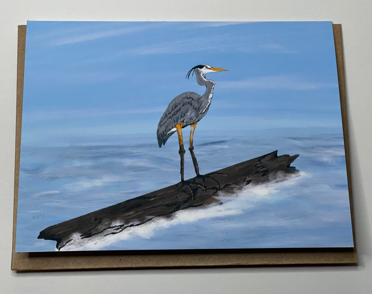 Heron Drifting Blank Greeting Card - Squirrellyartmama