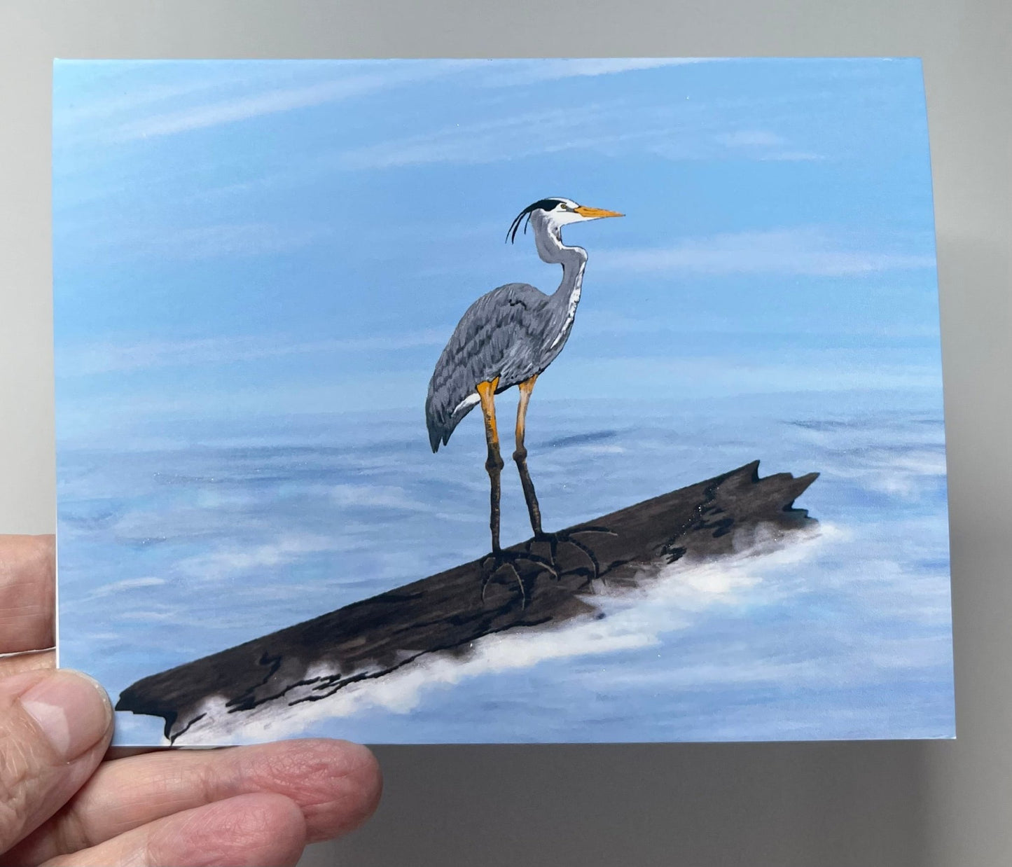 Heron Drifting Blank Greeting Card - Squirrellyartmama
