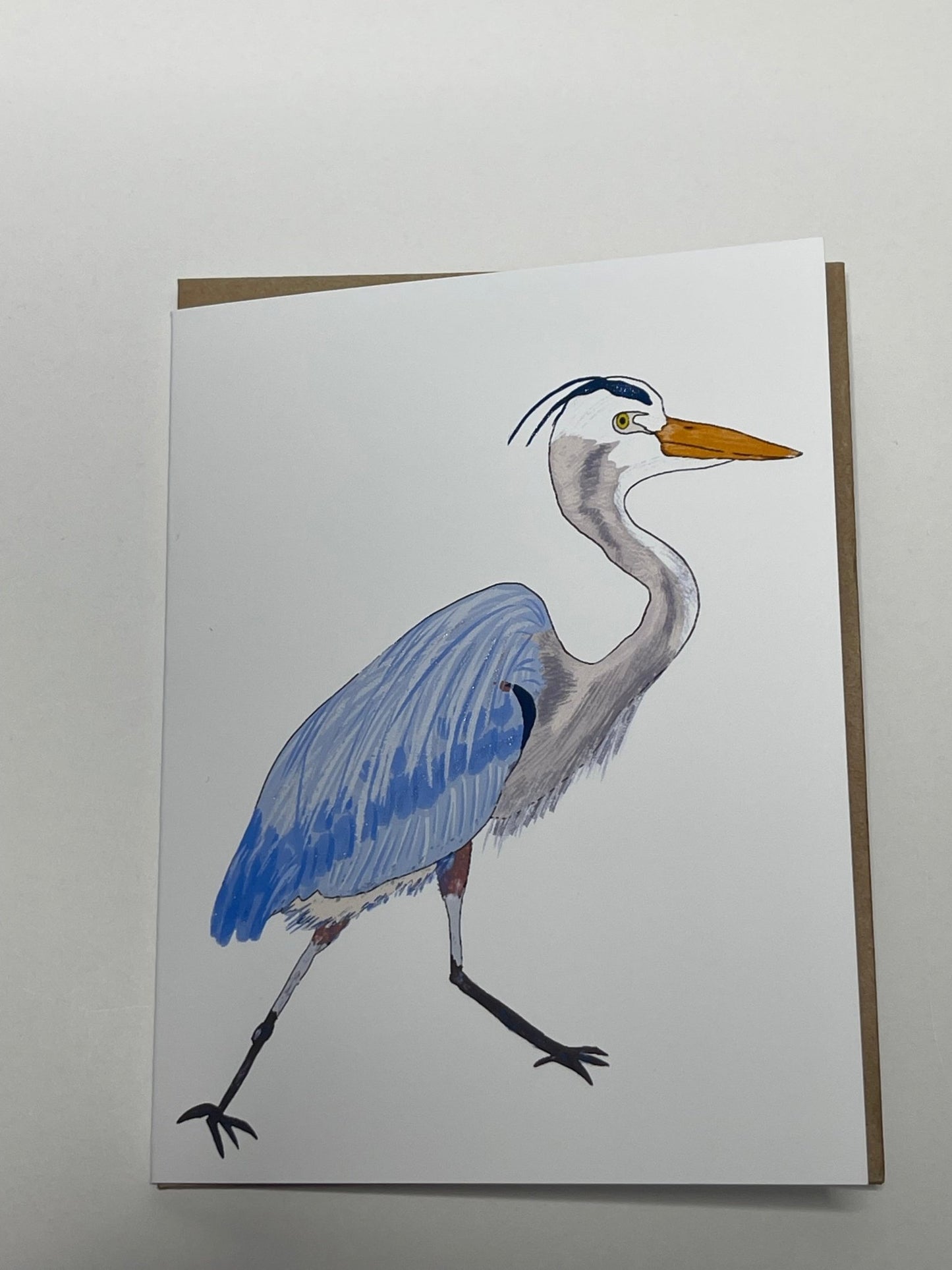 Heron walking Greeting Card - Blank Note Card - Squirrellyartmama