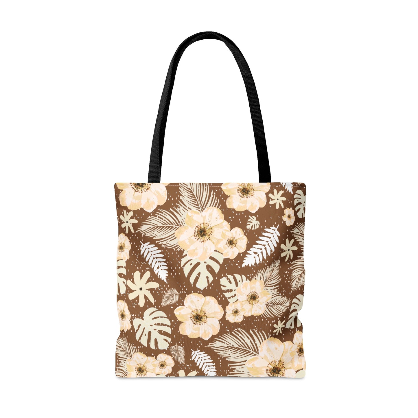Monstera Floral Palm Brown Tote Bag - Squirrellyartmama